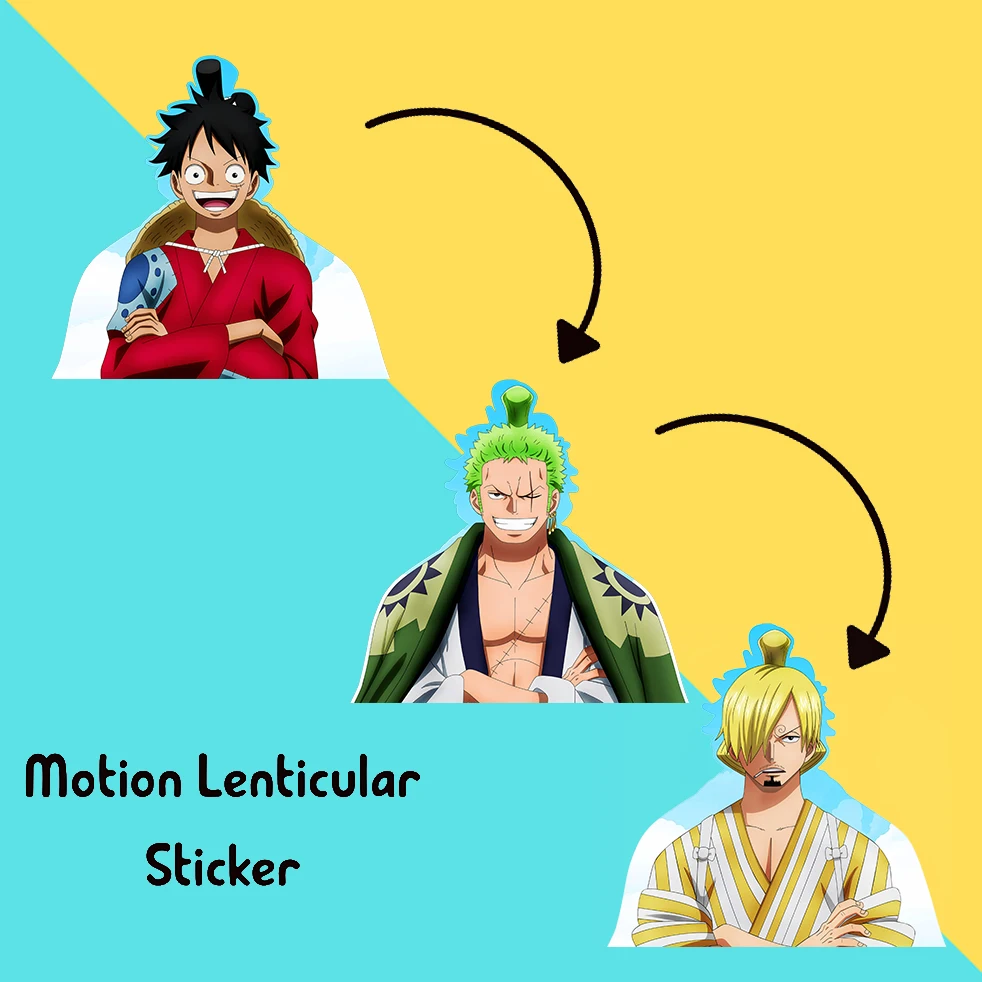 

Luffy,sanji,zoro Wano Country Motion Sticker Anime Peeker Stickers Waterproof Decals