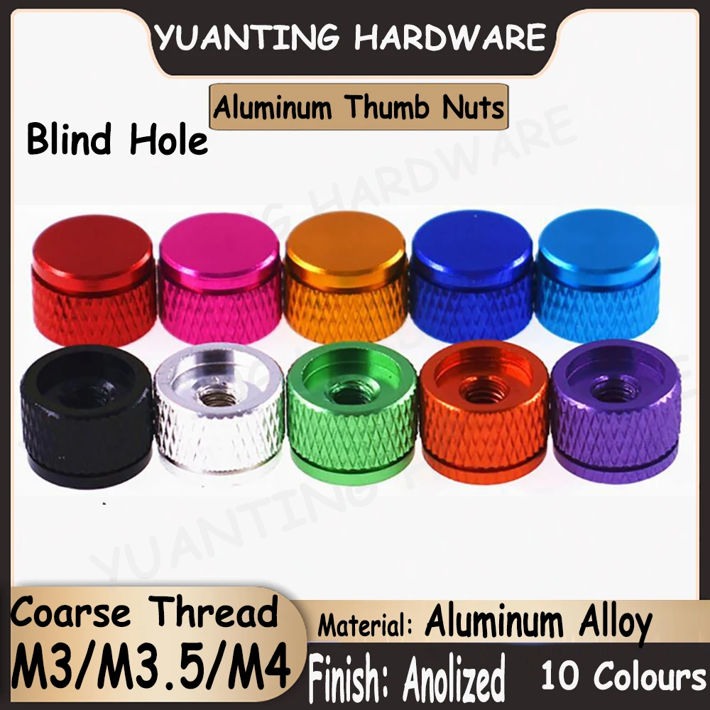 

5Pcs M3 M3.5 M4 Aluminum Thumb Nut Blind Hole Hatching Knurled Hand Tighten Thumb Nuts for 3D Printer Curtain Wall PC Case