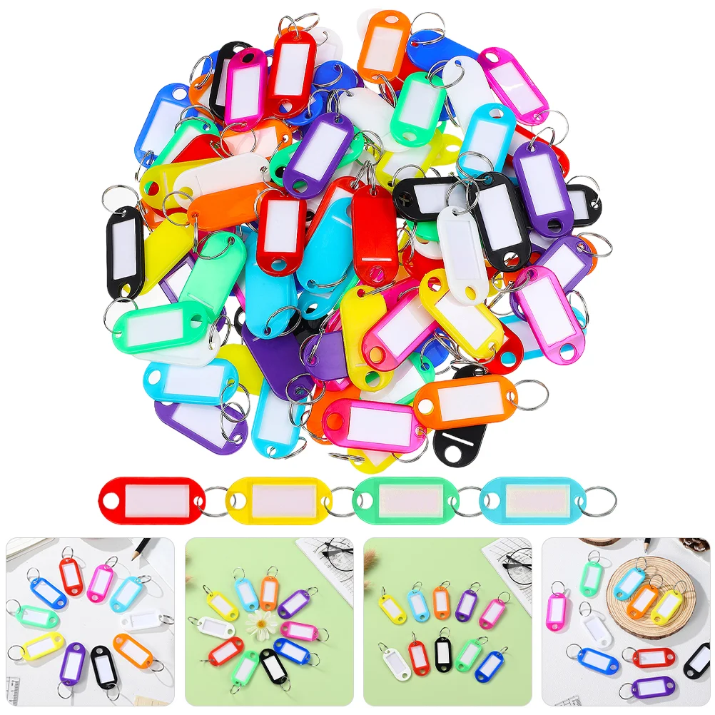 

200pcs Keychain Key Tags Portable Luggage Tags Multi-use Label Tags Key Ring Tags for DIY