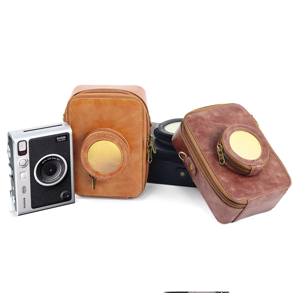 Защитная сумка из ПВХ и искусственной кожи, чехол для Fujifilm Instax Mini EVO, мгновенная пленка для фотокамеры с плечевым съемным ремнем
