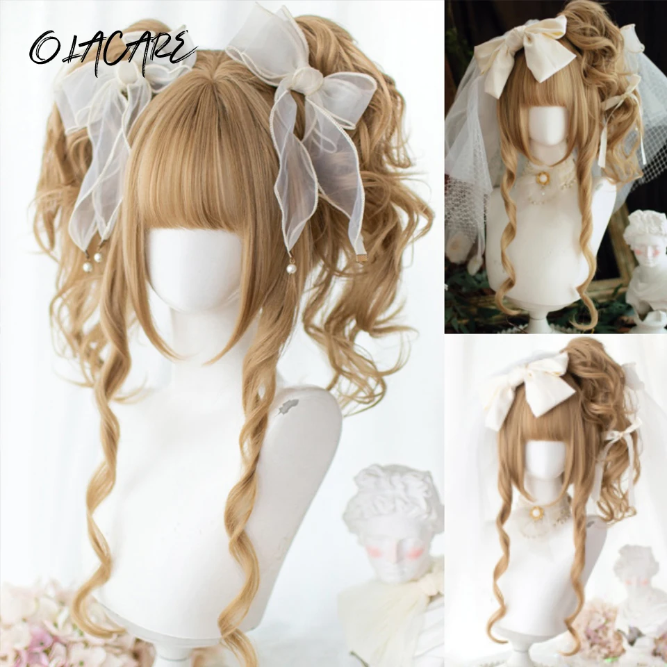 LM Синтетический Длинный Вьющийся Волнистый Парик Лолиты с Челкой Девушка Милый