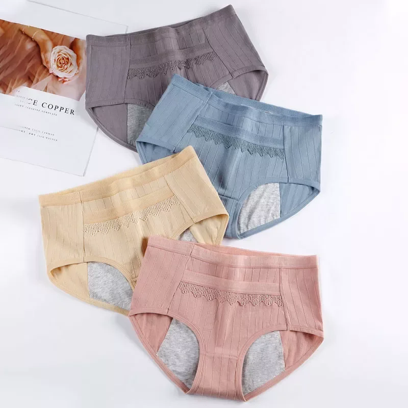 

Cotton Menstrual Panties for Women Periods Leakproof Monthly Menstruation Plus Size Panty Ladies Briefs Underwear With Pocket