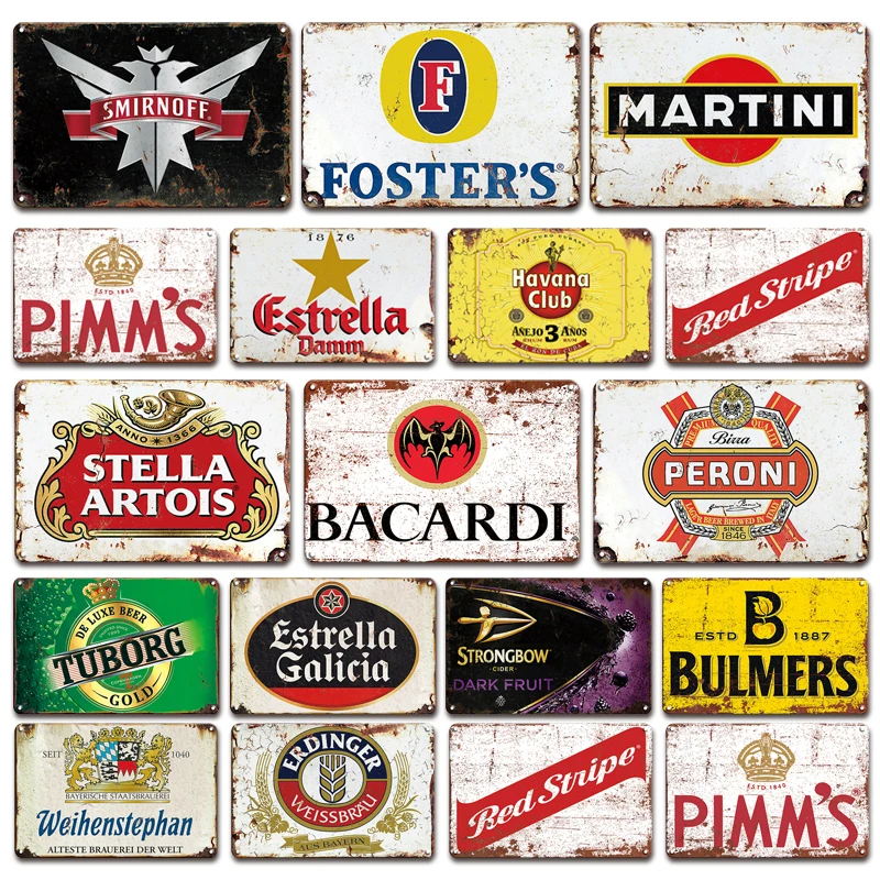 

Antique Beer Logo Poster Metal Plate Vintage Bar Pub Club Wall Decorative Tin Sign Retro Man Cave Living Room Decor Plaques Sign