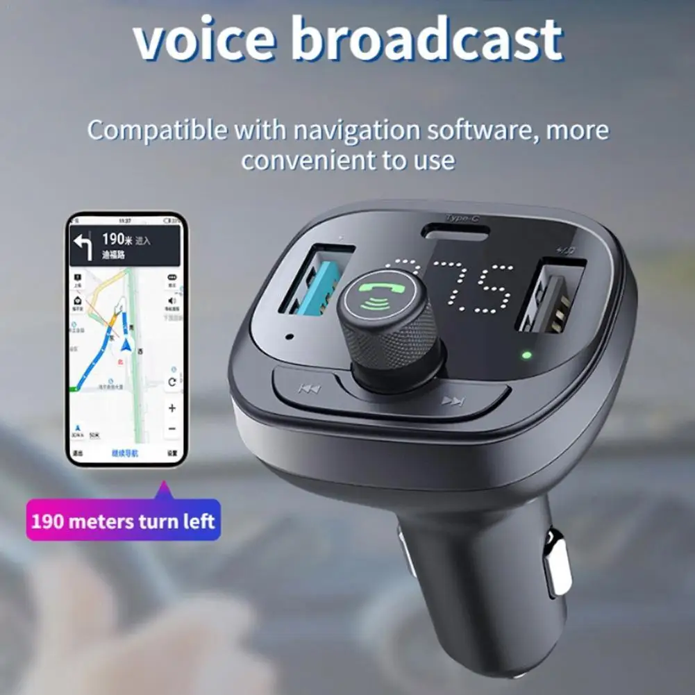 

50w Car Charger Usb A Type C Pd Fast Charging Fm Bluetooth 5.0 Transmitter For Cigarette Lighter Phone D3u8