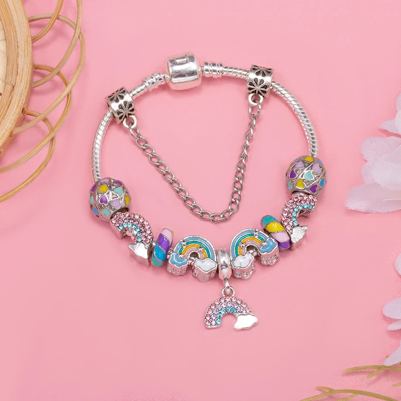 Критальная Радужная цветная цепочка с бусинами в форме сердца подвесками Сделай