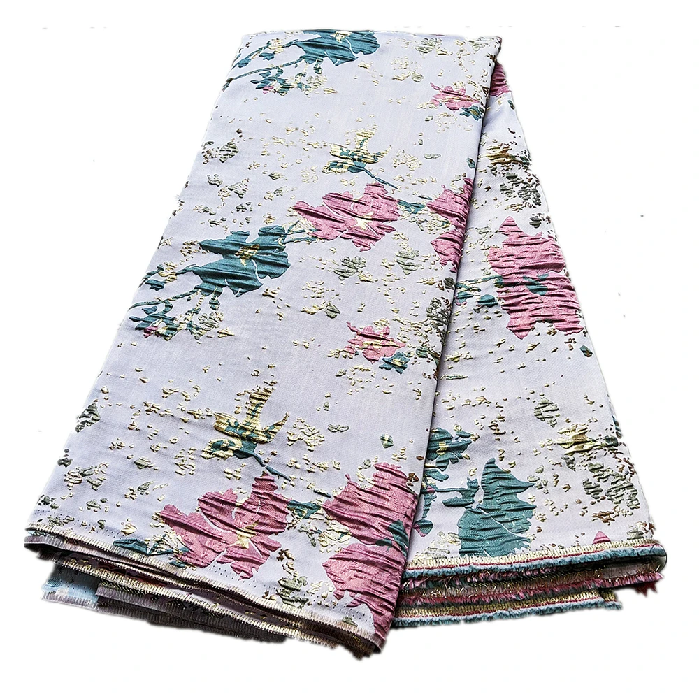 

Nice soft tissue fashion printed gauze fabrics women party dress DIY brocade laces fabric high quality organza tulle lace fabric