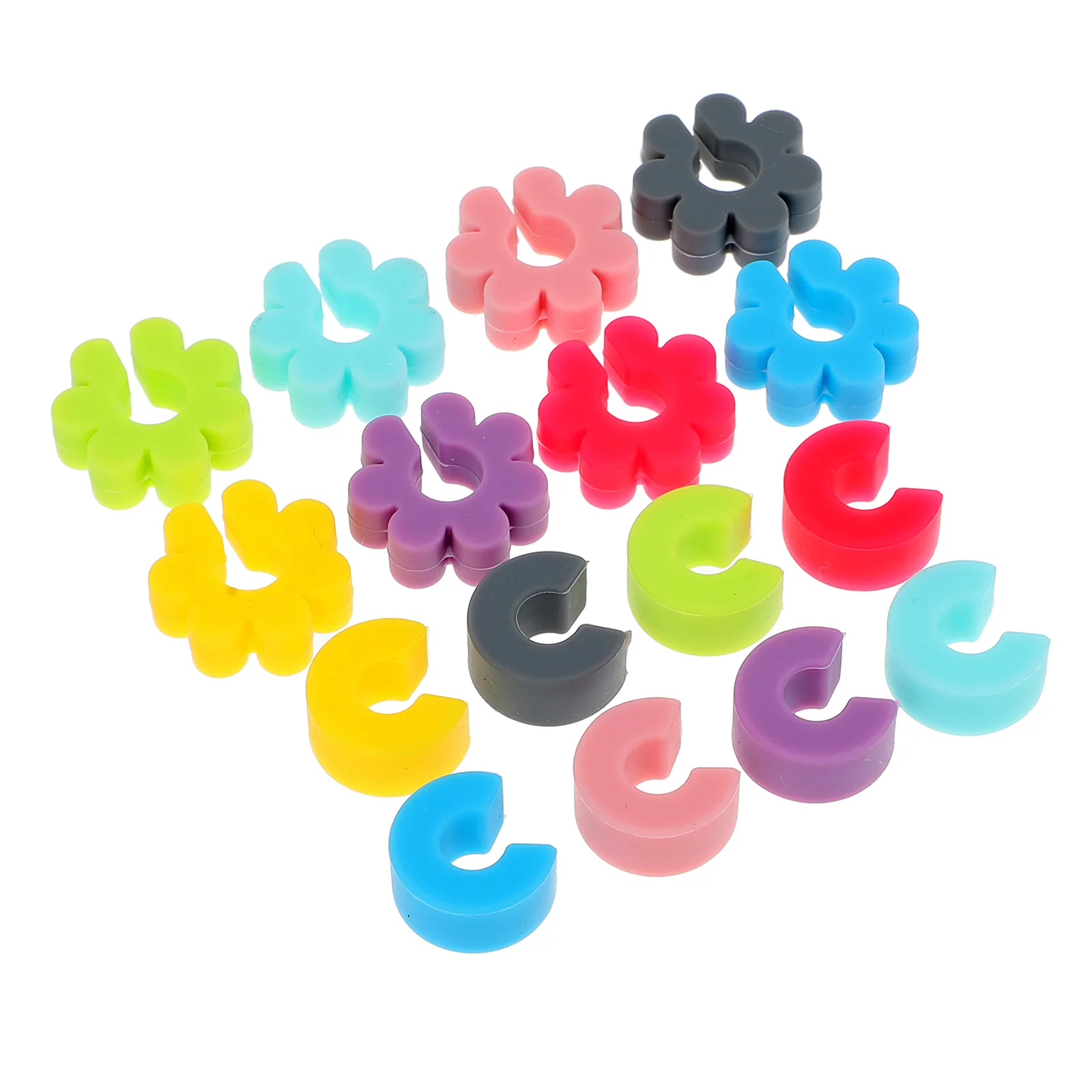 

Markers Glasssilicone Drink Perforation Design Tags Identification Flower Shape Cocktail Marker Identifiers Cup