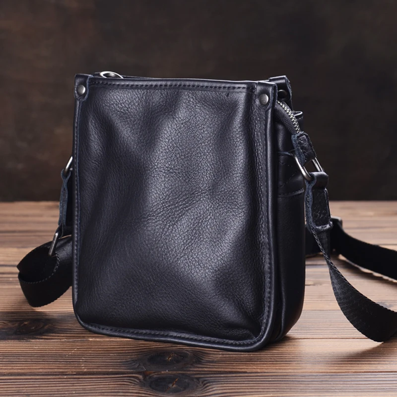 AETOO  Men's leather satchel original handcrafted soft leather single shoulder crossbody bag outdoor sports leisure backpack Kor