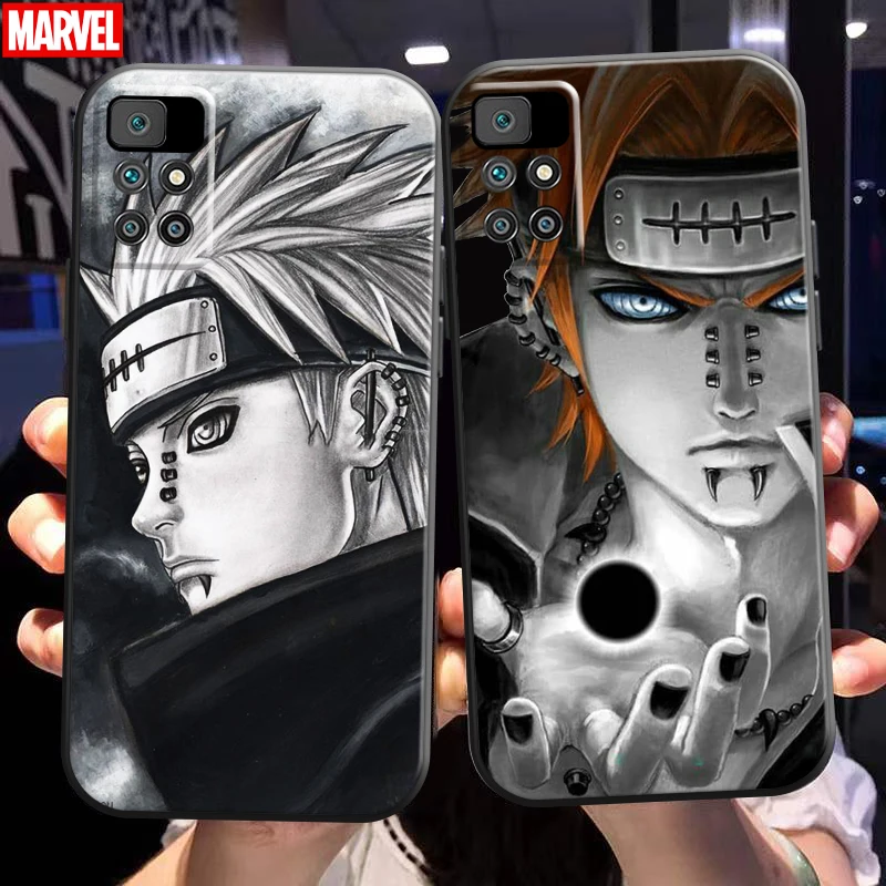 

Anime Naruto Akatsuki Phone Case 6.5 Inch For Xiaomi Redmi 10 Soft Back Black Carcasa Coque