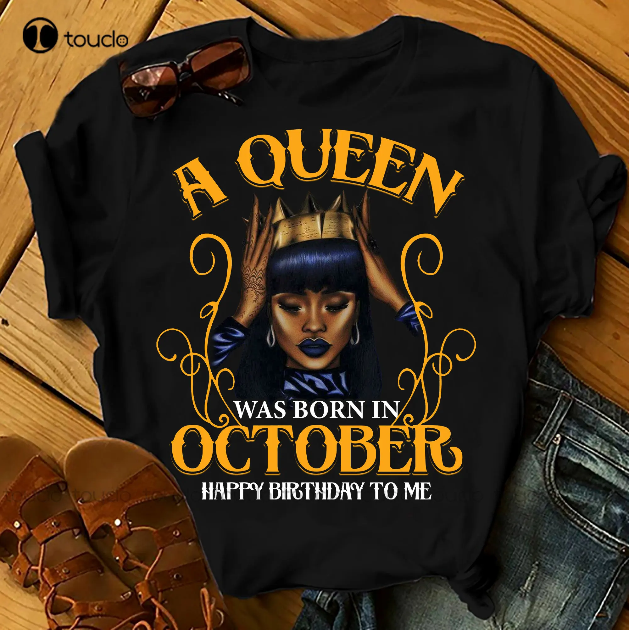 

A Queen Was Born In October Shirts Women Birthday T Shirts Summer Tops Beach T Shirts Shirt For Men Xs-5Xl Breathable Cotton New