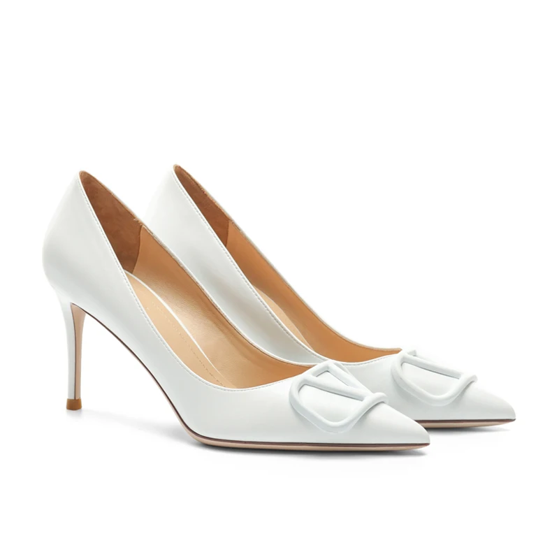 2023 Luxury Brand High Quality Women's High Heels Fashion Classic Pointy Pumps Wedding Shoes Leather Pointed 10CM Weding Shoes