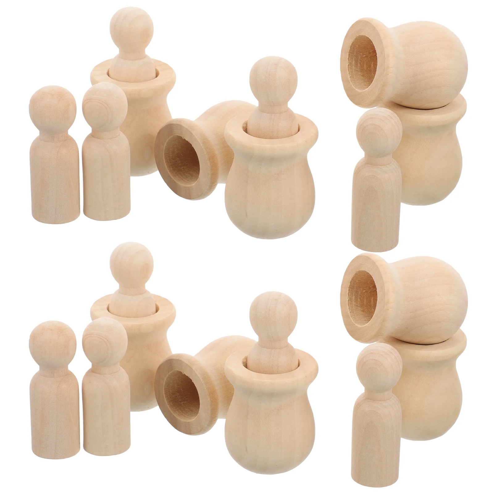 

10 Set Peg Dolls Unfinished Toys Bathroom Decorations Blank Wooden DIY Graffiti People Ornaments Unpainted