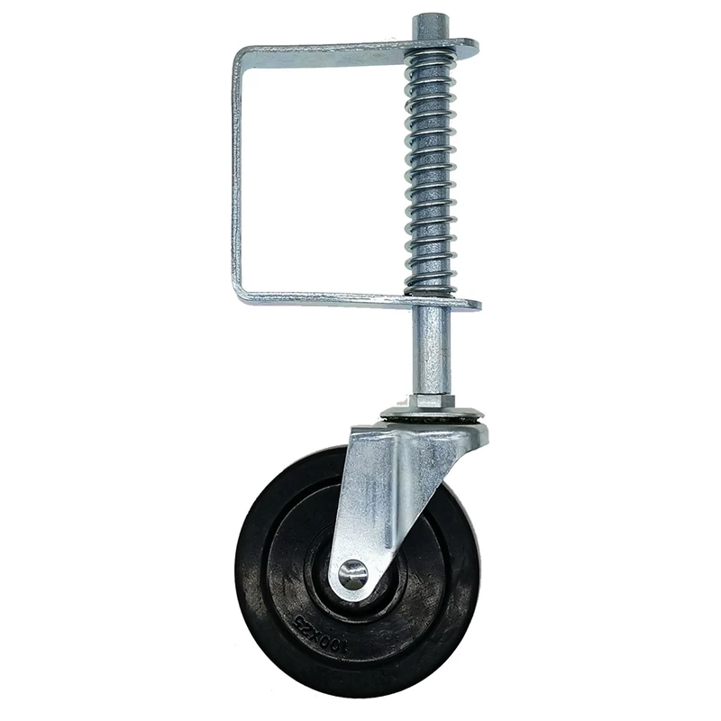

4 Inch Rubber Brake Wheel Heavy Duty Flat Springless Swivel Caster With Brake 220 Lbs Load Capacity