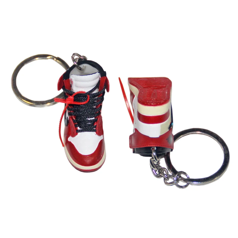 Creative Birthday Gift A pair Sneaker Model Keychain Backpack Car Door Key Pendant 6/1 Hollow Mini Shoes Simple Metal Key Ring