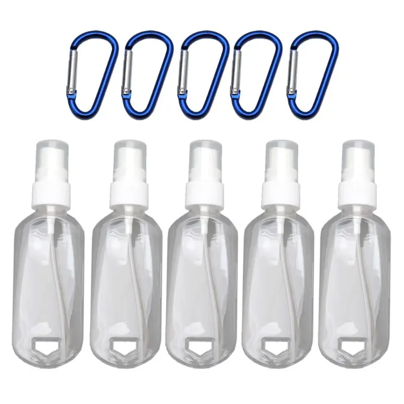 

5 Empty Hand Sanitizer Bottles Leakproof Travel Fine Bottle for w/ Keychain for Alcohol Toiletries Liquid Soa
