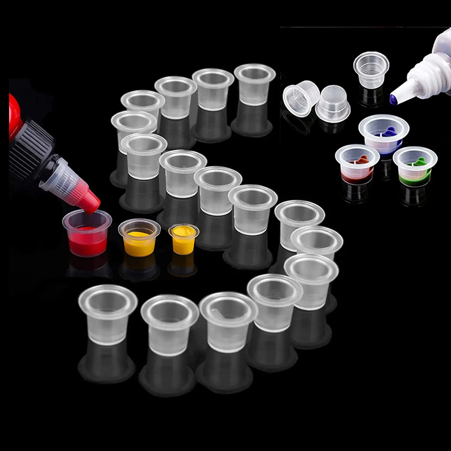 100/300/500pcs Plastic Tattoo Ink Cups 8mm 11mm 15mm Holder Container Pigment Caps Accessories |