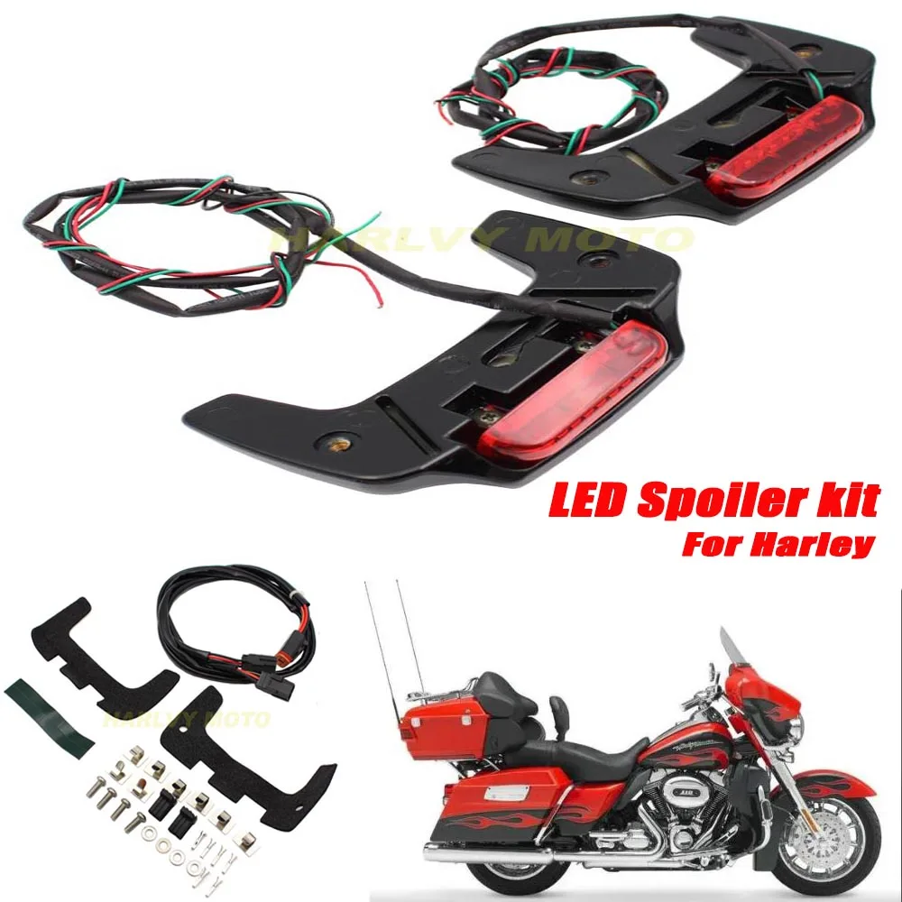 

LED Saddlebag Lid Spoiler Kit for Touring Hard Saddle Bags FLH FLT 14-16