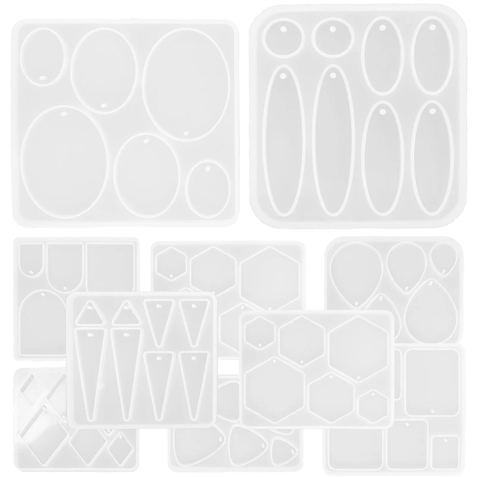 11 Pcs Resin Tray Molds Pendant Casting Earring DIY Ornament Square Epoxy Silicone Sweater