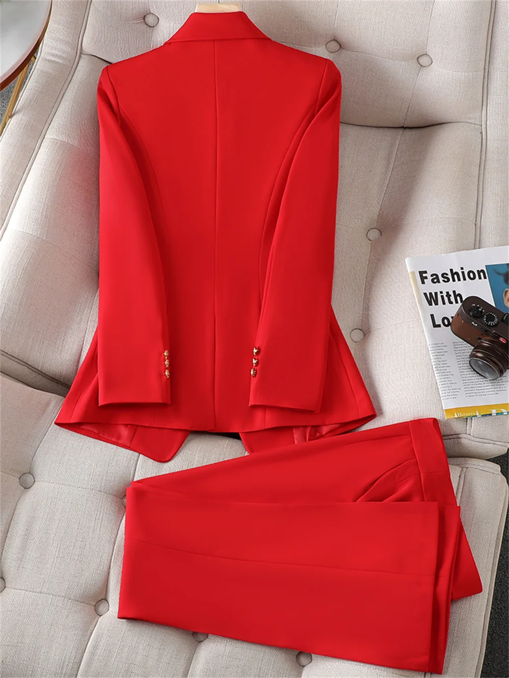 2023 New in Women 2 Piece Set Fashion Female Pink Jacket Trouser Business Work Wear Elegant Ladies Formal Blazer and Pant Suit