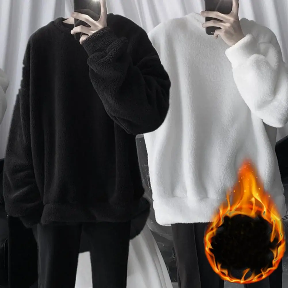 

Trendy Sweatshirt Pullover Men Sweatshirt Plush Leisure Men Top Crew Neck