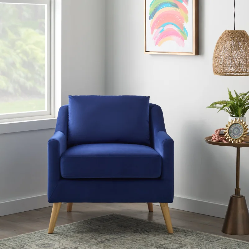 

Mayview Upholstered Low Back Accent Chair, Navy Velvet