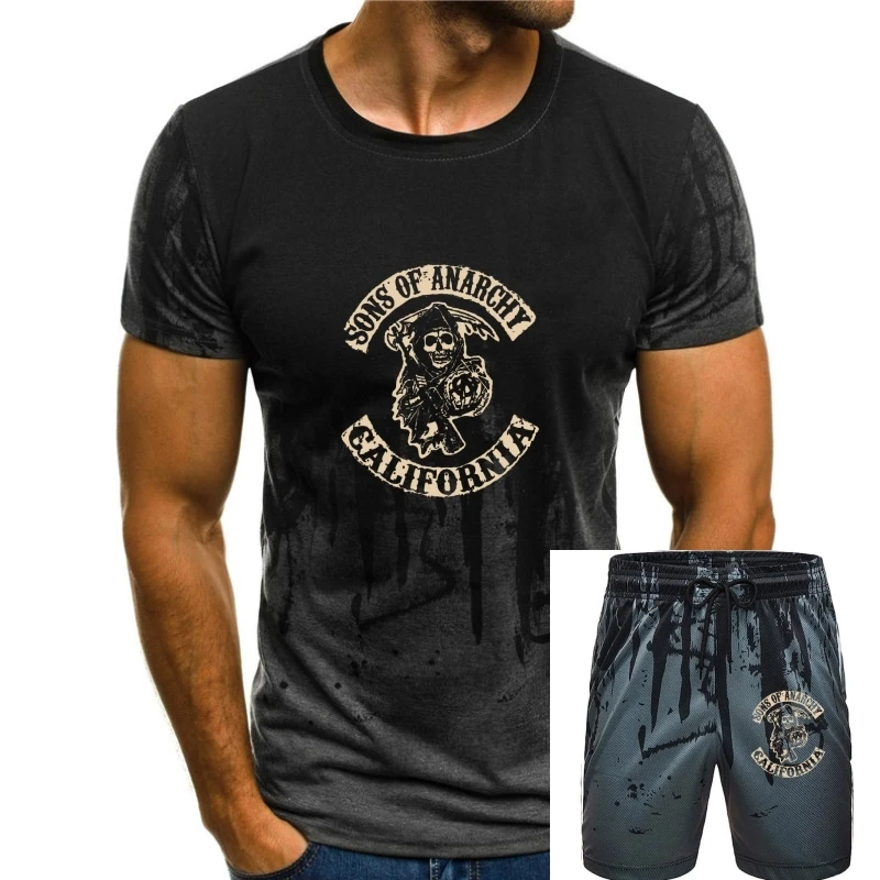 

Мужская футболка с изображением сыновей анархии мотоцикла, одежда из чистого хлопка, новинка, футболки с коротким рукавом и круглым вырезом