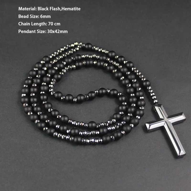 Ожерелье из гематита с бусинами для мужчин и женщин ожерелье черными сверкающими
