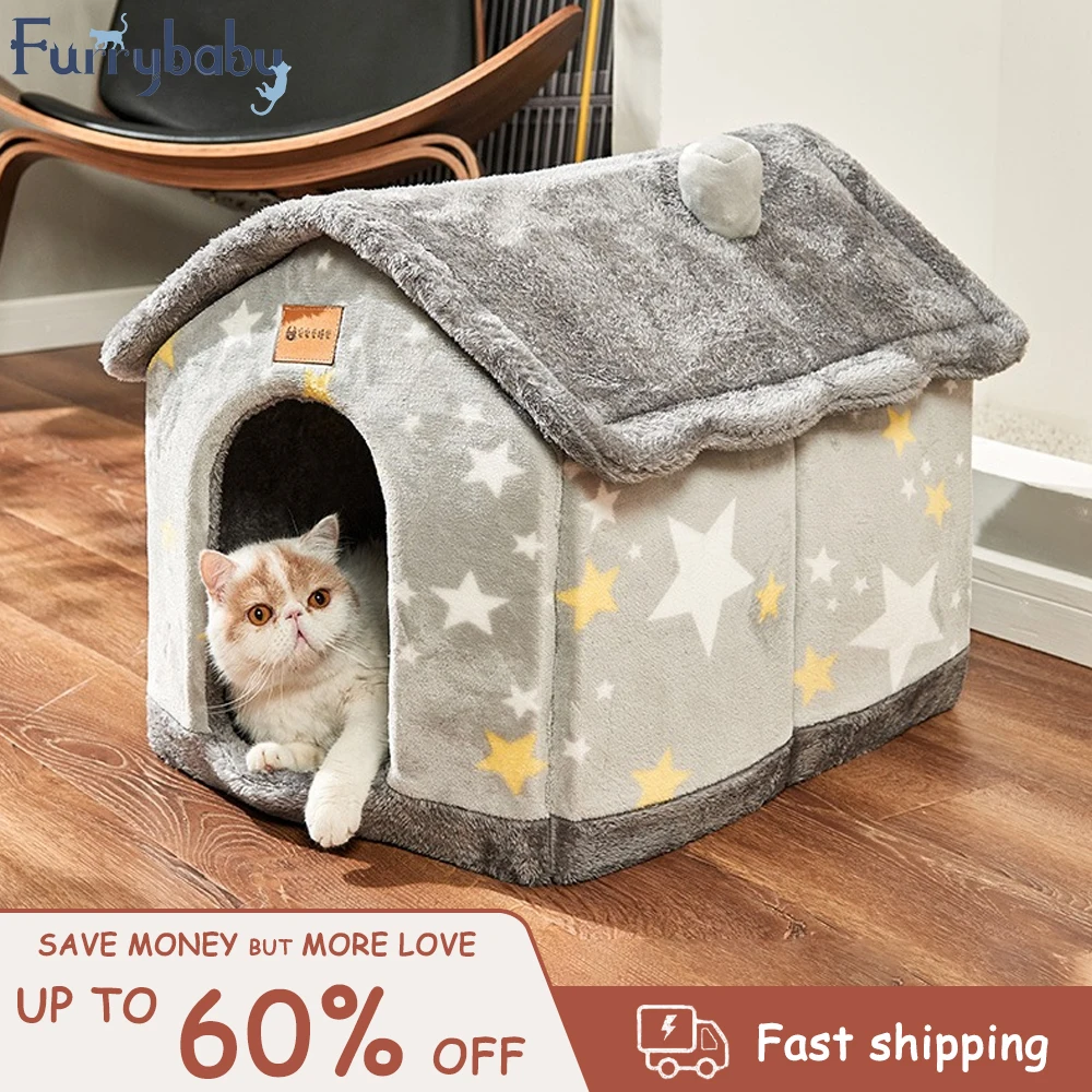 Pet Dog Bed Dog House Cat Bed Mat Plush Cushion Net Pet Supplies  Cave Soft Sofa Cat Accessories High Quality