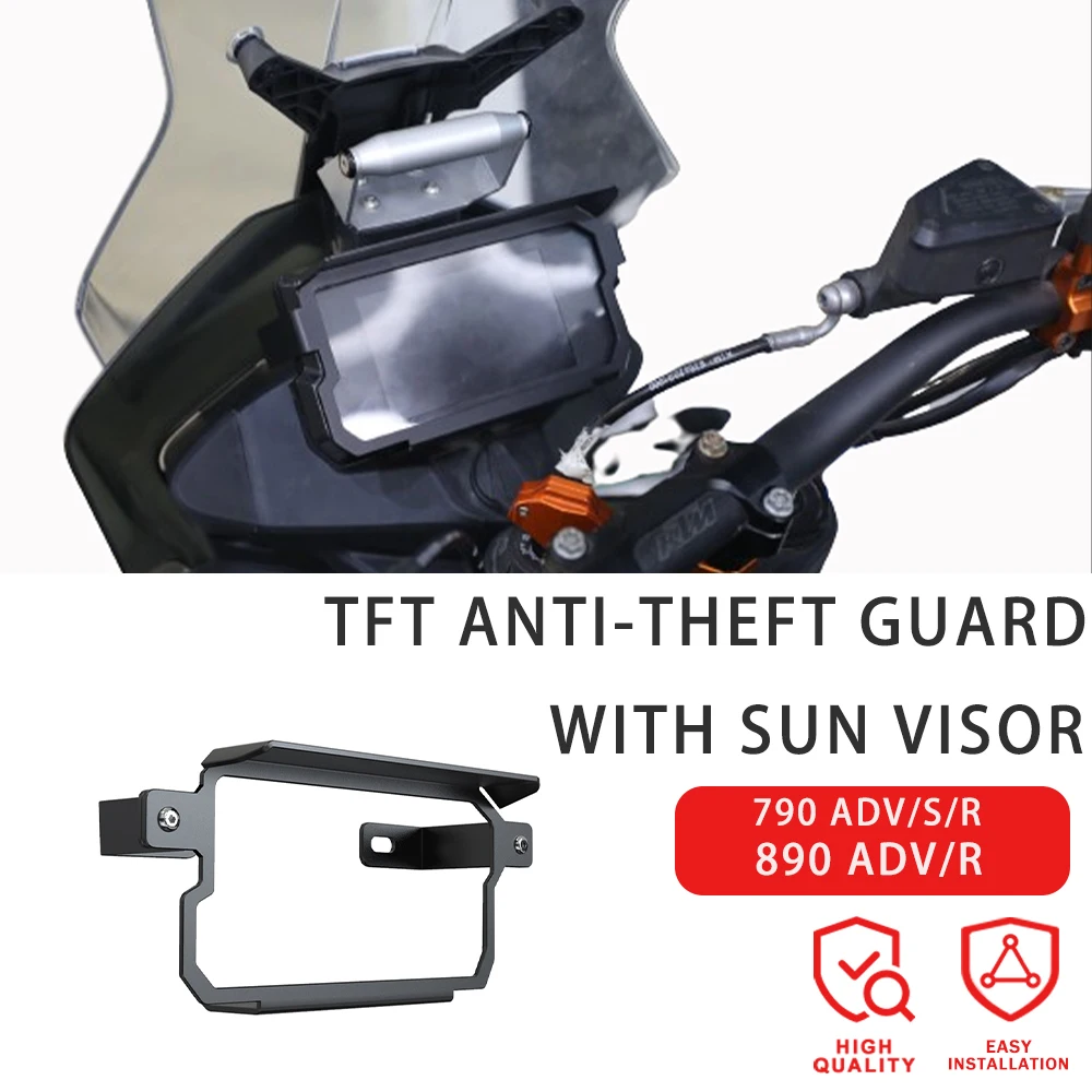 

Motorcycle Accesories FOR 890 ADV/R 790 Adventure /R/S 2019- 2023 Aluminium TFT Anti-theft Guard With Sun Visor 2020-2022
