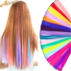 Allaosify синтетические удлинители волос с одним зажимом, 18 цветов, Длинные прямые, серые, красные, радужные волосы, Хайлайтер для волос