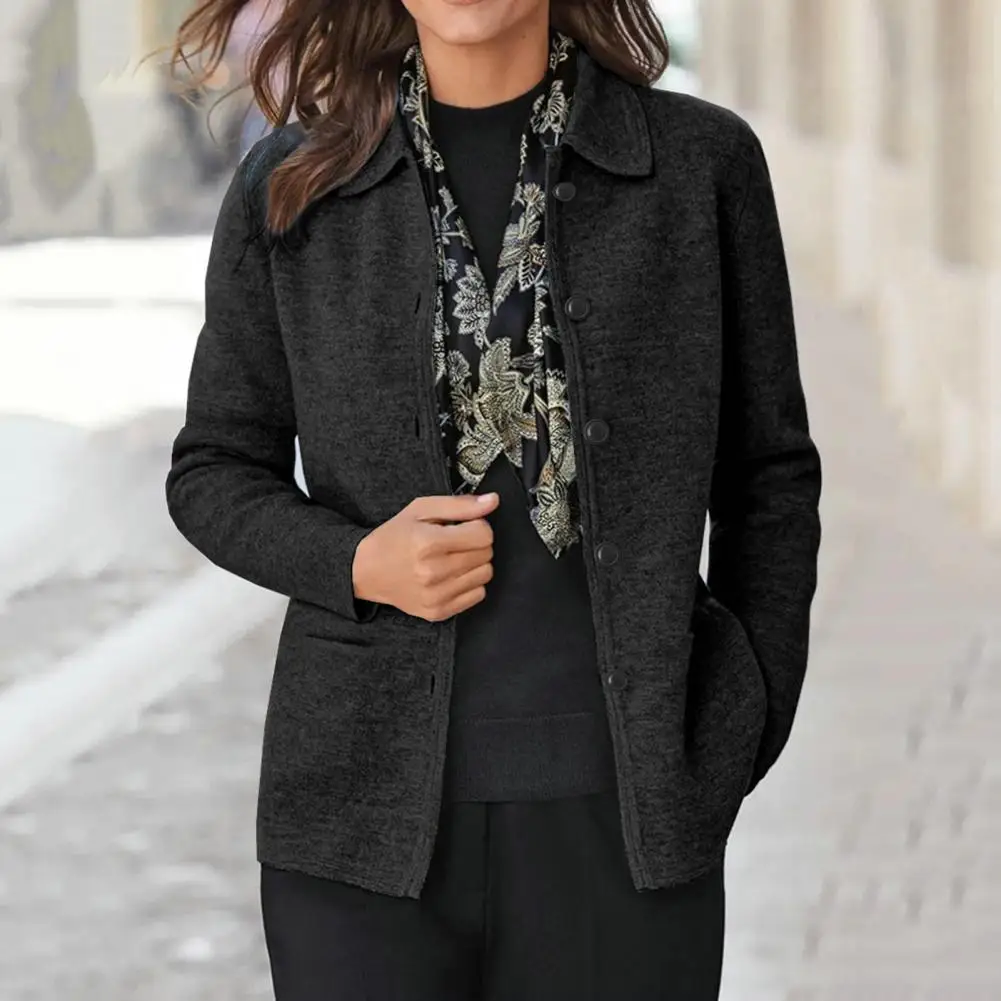 

Женское однобортное пальто с длинным рукавом, Осень-зима