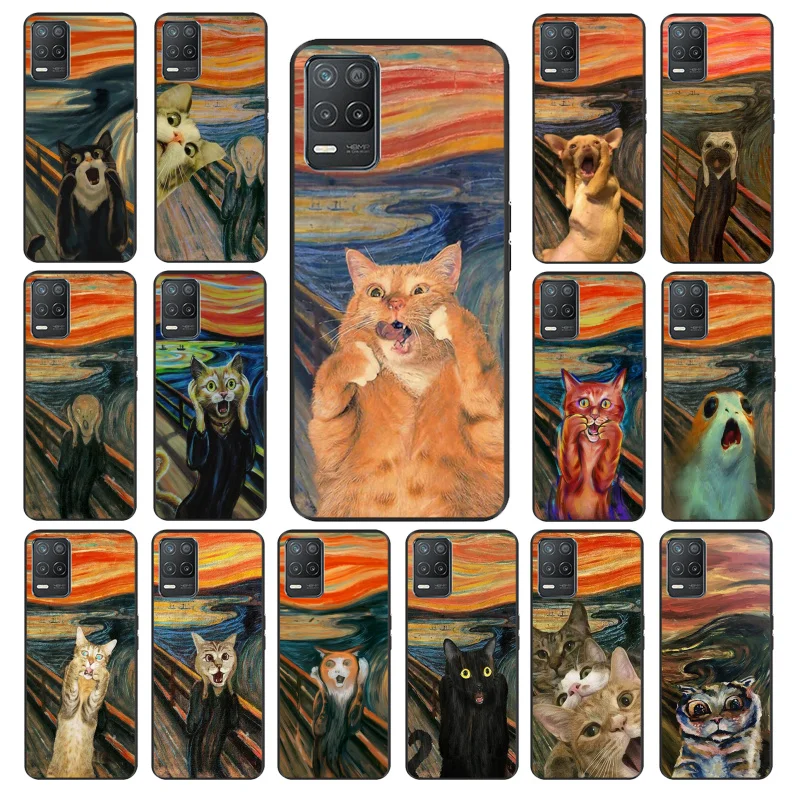 

Scream Cat Dog Art Phone Case for OPPO Realme GT 2 Pro X2 Pro XT C25S 8 7 6 Pro 6i GT Master C3 C21 C21Y C11 X3 SuperZoom