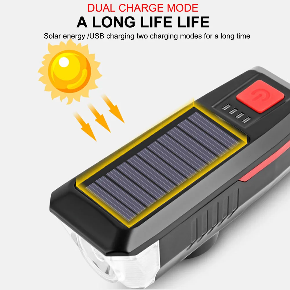 Для велосипеда мотоцикла портативный солнечный велосипедный фонарь передний