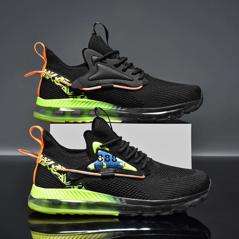 Full Air Cushion Sneakers for Men Large Size 39-48 Mesh Running Sports Shoes Comfortable Lace-up Tenis Masculino Free Shipping