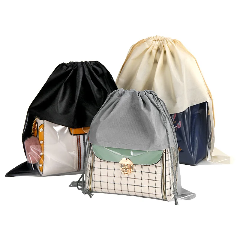 

10PCS Blank Bag Dustproof Storage Bag Non-woven Drawer Bag Luggage Store Visual Window Moisture-proof Packaging Bag