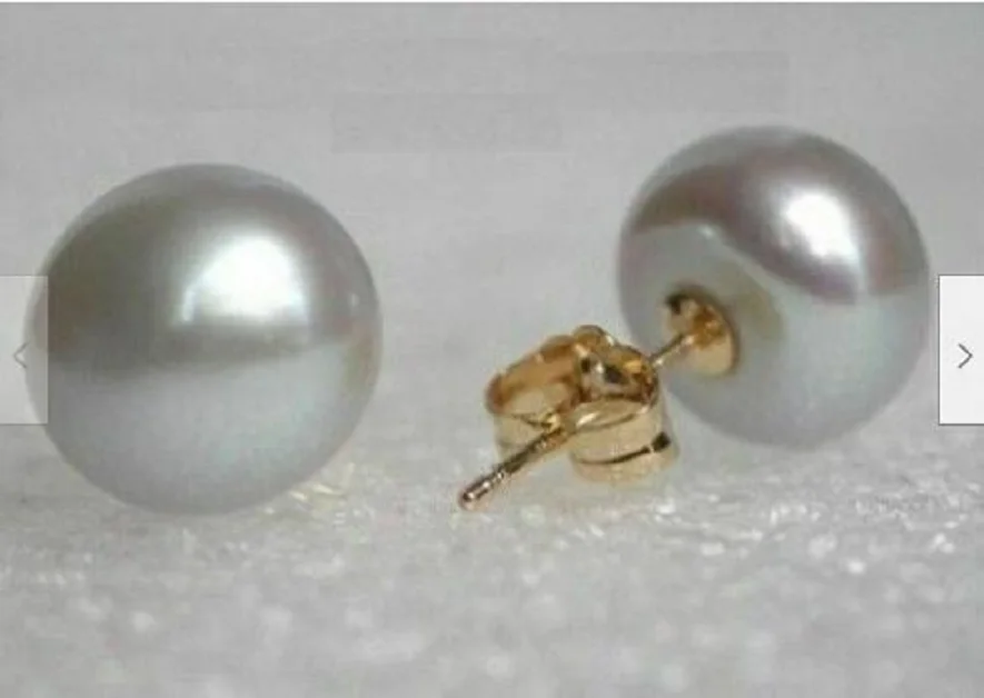 

HUGE AAA 11-12mm NATURAL SOUTH SEA GRAY STUD PEARL EARRING