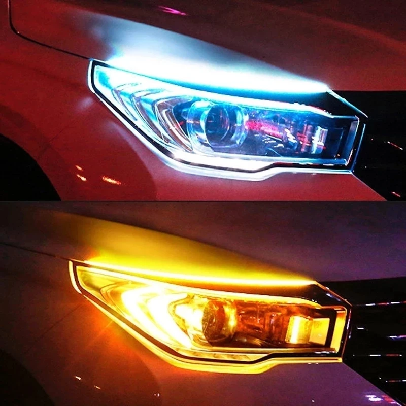 

OKEEN LED Car Daytime Running Light With Start Sequential Scan DRL Universal Daylight Turn Signal Lamp Auto Headlight Strips 12V