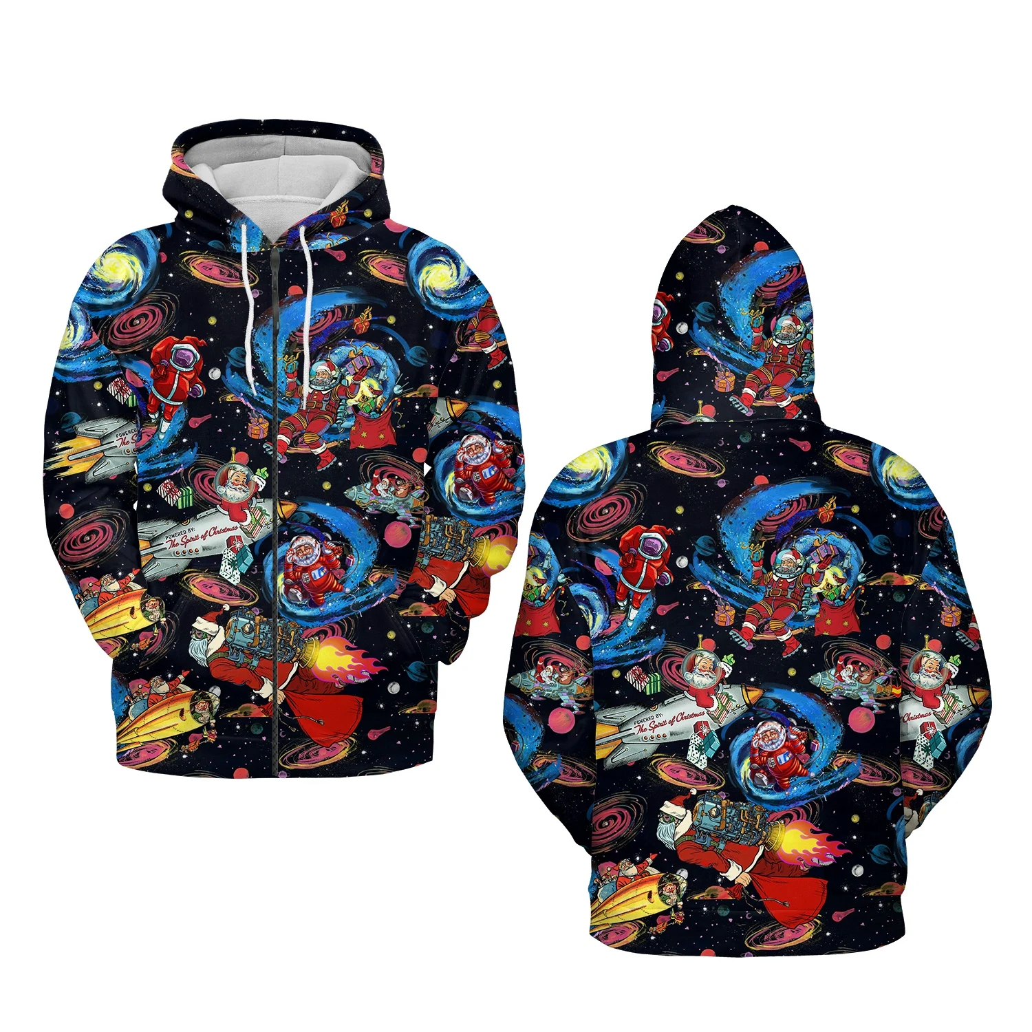 

Jumeast Men Santa Claus Zipper Hoodie Starry Universe Christmas Hooded Sweatshirts Women Casual Coat Festival Fashion Jacket Top
