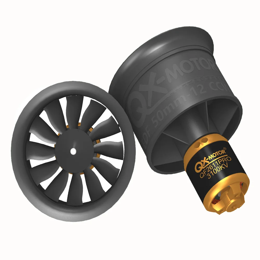 QX-Motor QF2611PRO 50 мм EDF CW CCW Ducted Fan 3100/3750KV CW/CCW с 12 лезвиями для телефона