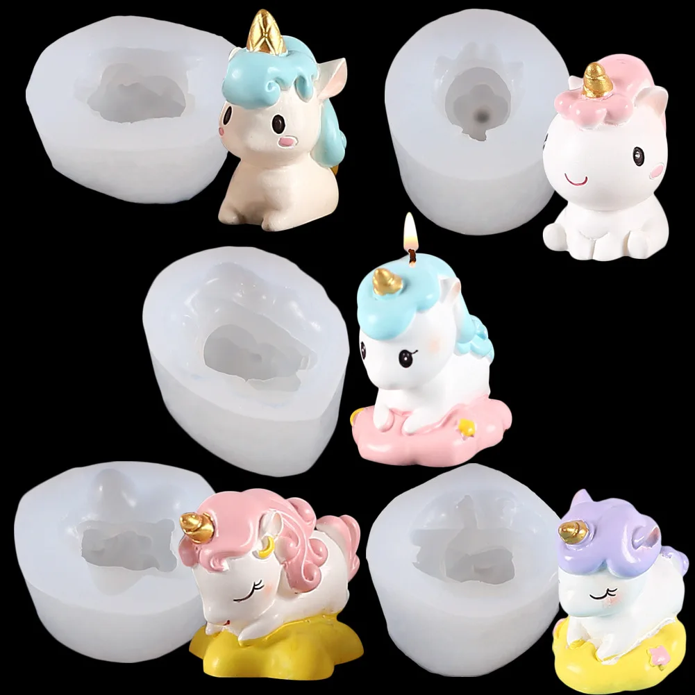 

3D Unicorn Candle Mold - Small Silicone Craft Mould Fondant Cake/Cupcake Topper Bath Soap Chocolate Polymer Clay Plaster Crayon