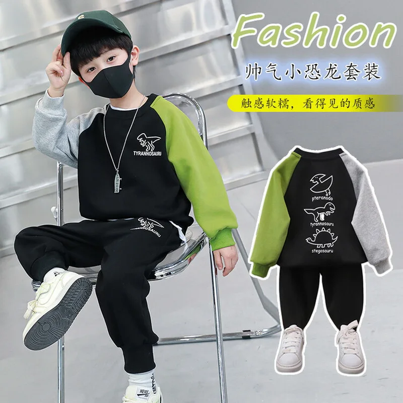 Спортивный костюм для мальчиков 2-10 лет Повседневный пуловер свитшот штаны 2