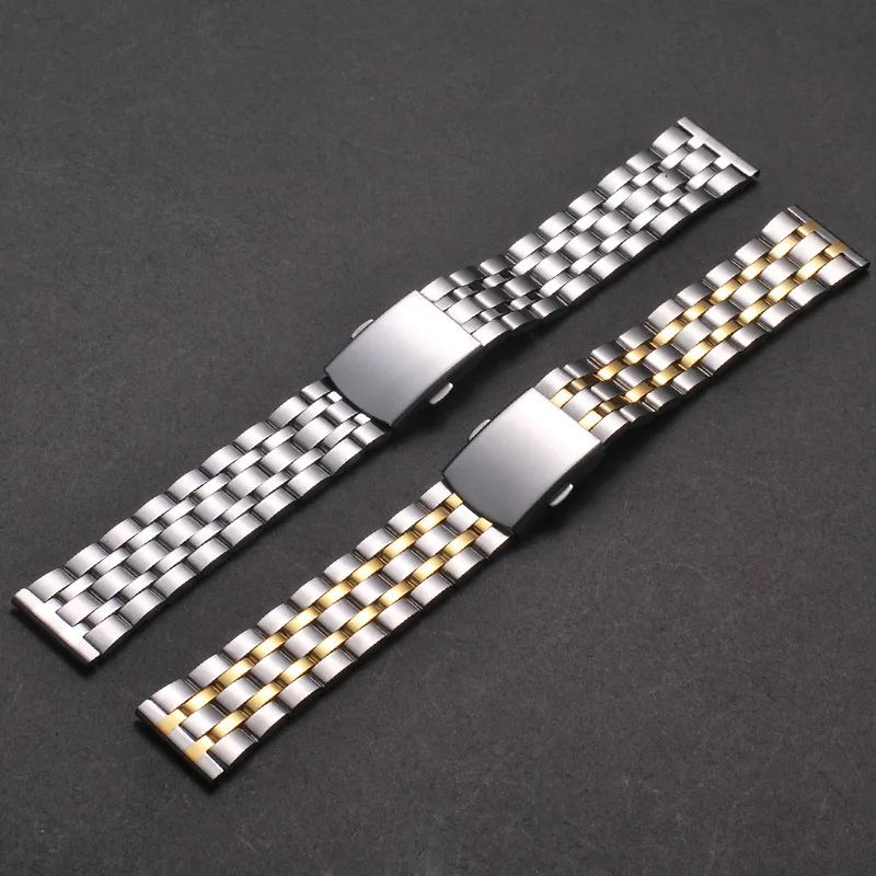 Silver Gold Men Watch Band Strap Stainless Stell Deployment Clasp Speed Master Wrist Women Band 18mm 20mm 22mm Accessories