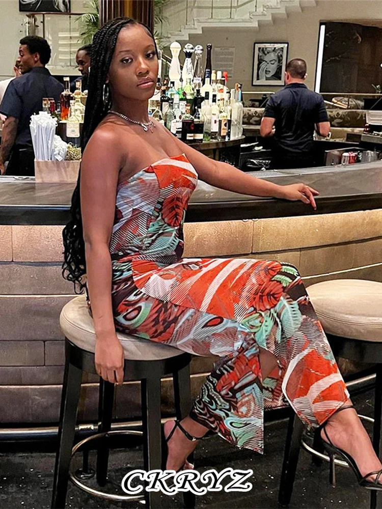 

Ckryz-Women's Tie Dye Print Sleeveless Backless Mesh Dress See Through Midi Dresses Sexy Club Streetwear New Fashion,Summer, Y2K