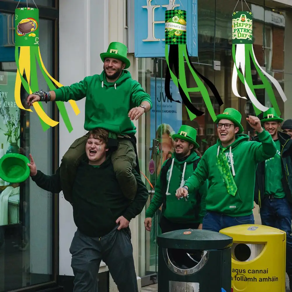 

Festival Wind Sock Flag Reusable Exquisite Patterns Tassel Decor Garden Home Door Saint Patrick's Day Hanging Flag Home Supply