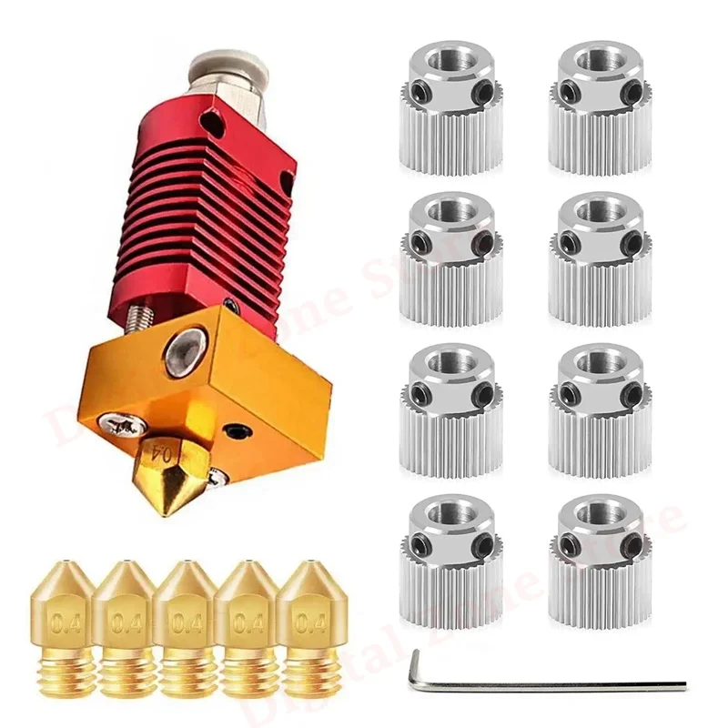 

CR-10/10S Assembled Extruder Hotend Kit with 0.4mm MK8 Nozzles, 36 Teeth Extruder Wheel Drive Gear for Ender 3/3 Pro/3 V2