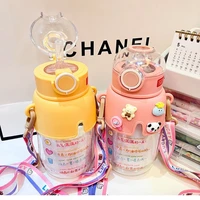 680 ml water bottle cute straw cup large capacity childrens water cup anti fall plastic cup summer water bottle kettle cup