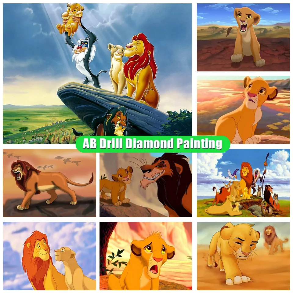 

Ab Diamond Painting Full Squareround Lion King Simba Diamond Embroidery Cross Stitch Embroidery Children Gift Home Decor Ll120