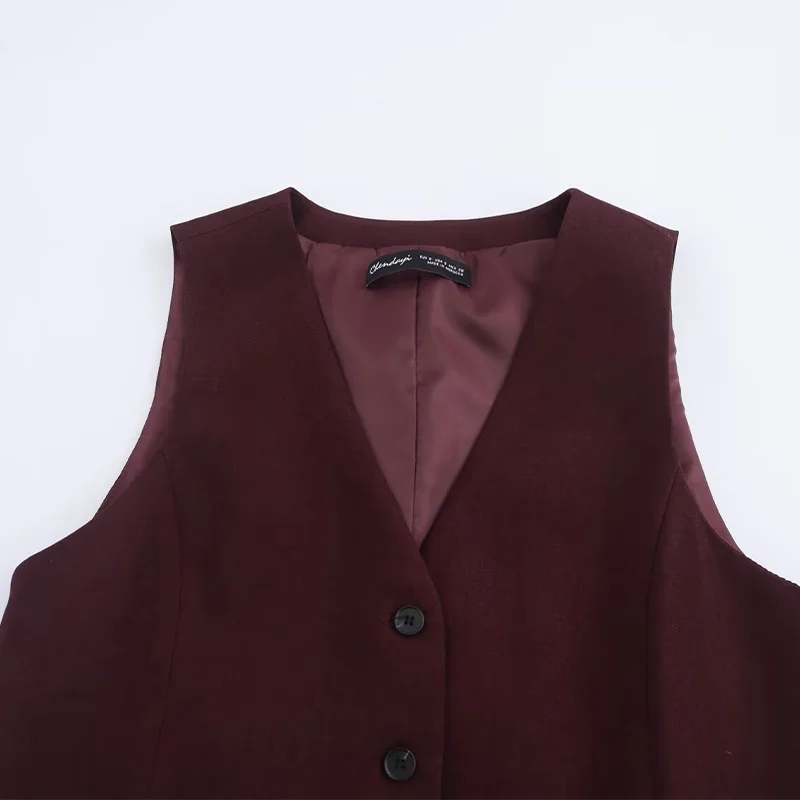 Женский однотонный жилет без рукавов с V-образным вырезом