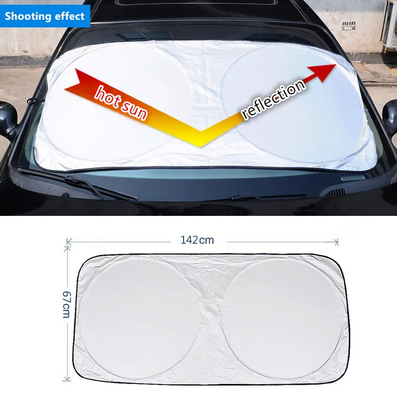 

Car Windshield Sunshade double-circle silver-coated cloth front block rear sun block Auto Anti Snow Ice Car Window Cover