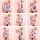 32-дюймовые градиентные цветные шары из фольги в виде цифр, шары в виде радужных цифр на день рождения, свадьбу, день рождения, вечеринку, Рождество, украшения